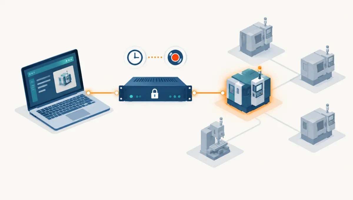 Accès distant sécurisé d'un prestataire à une seule machine industrielle via la passerelle Access Gate, session enregistrée