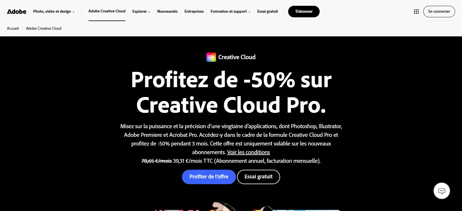 Capture d'écran de Adobe Creative Cloud