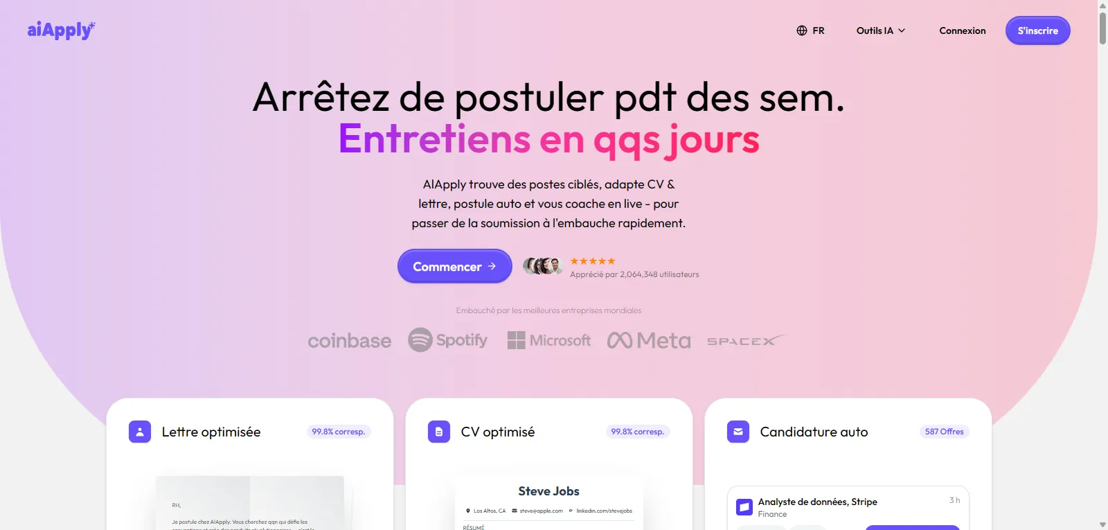 AIApply - Automatisation complète des candidatures avec IA et ATS.