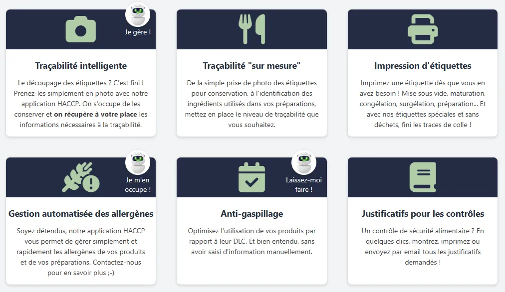 Tracabilités et fonctionnalités d'AlimSoft