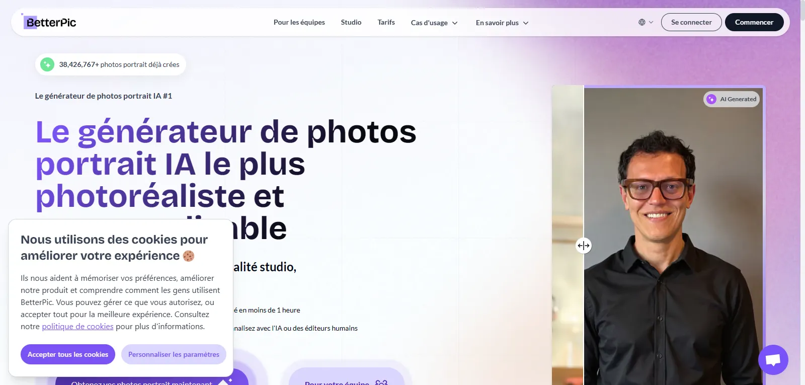 BetterPic, outil IA de portrait professionnel en 4K à partir d'un selfie