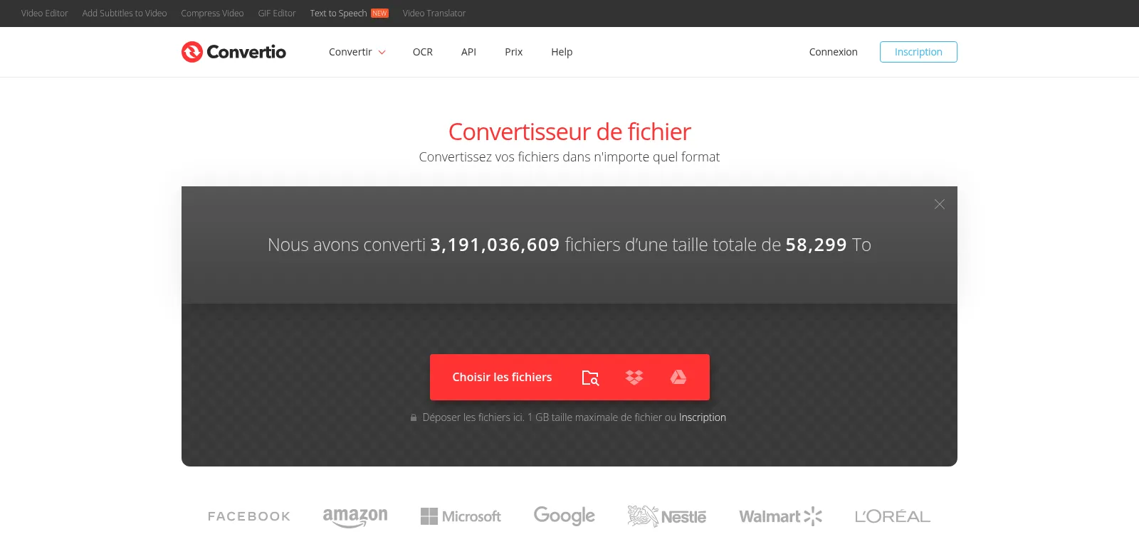 Capture d'écran de Convertio