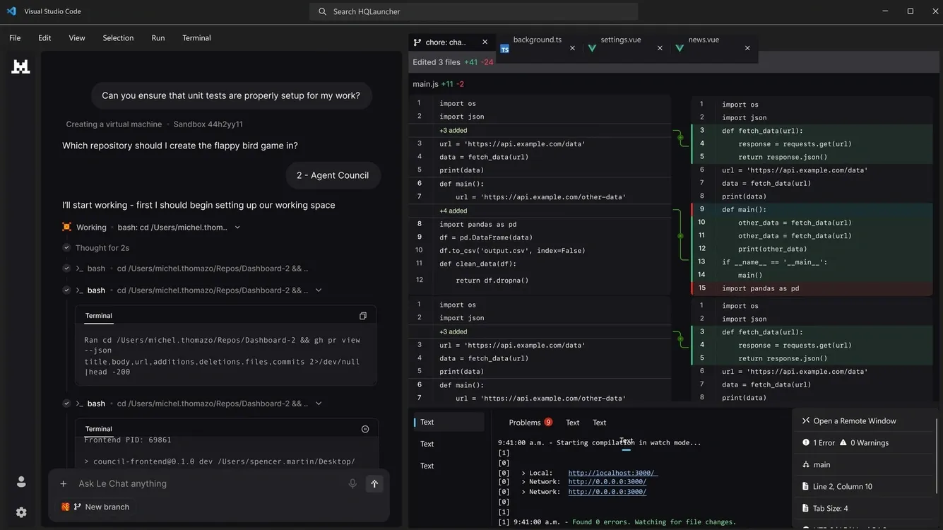 Mistral a une extension VS Code très efficace