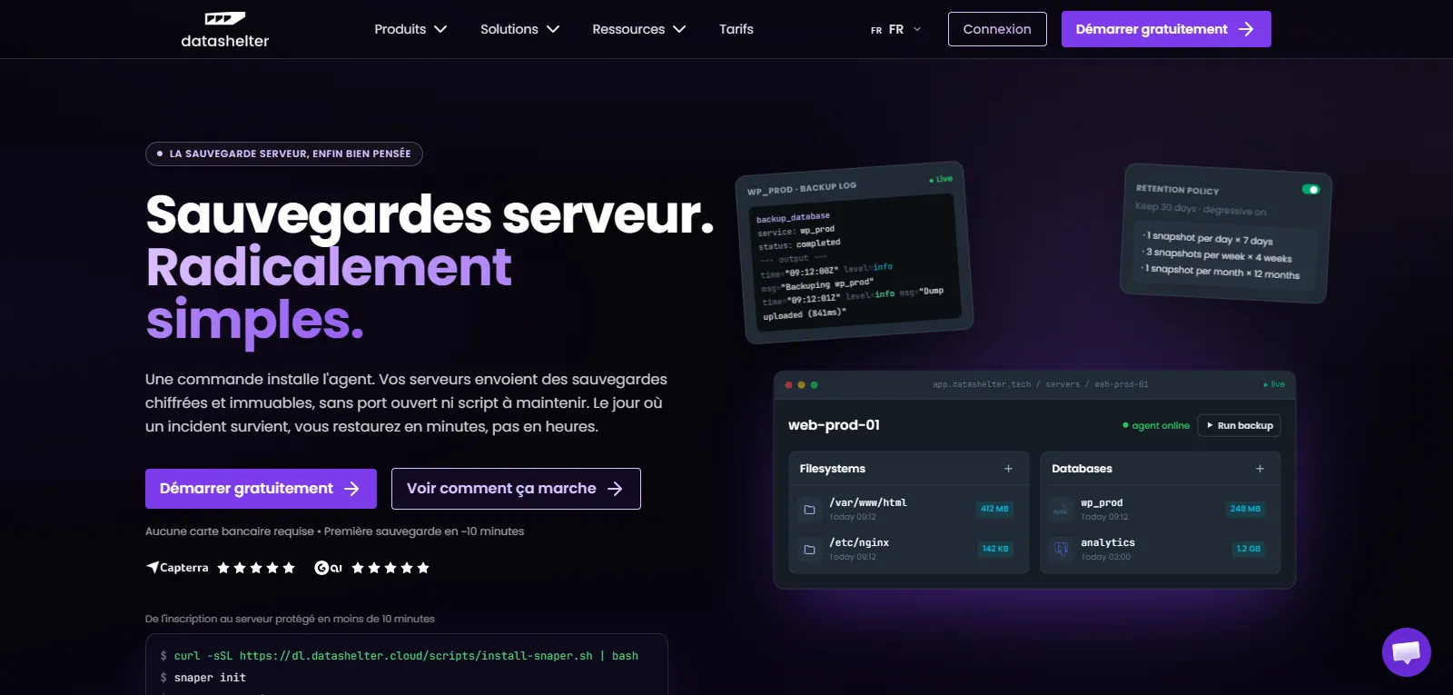Capture d'écran de Datashelter