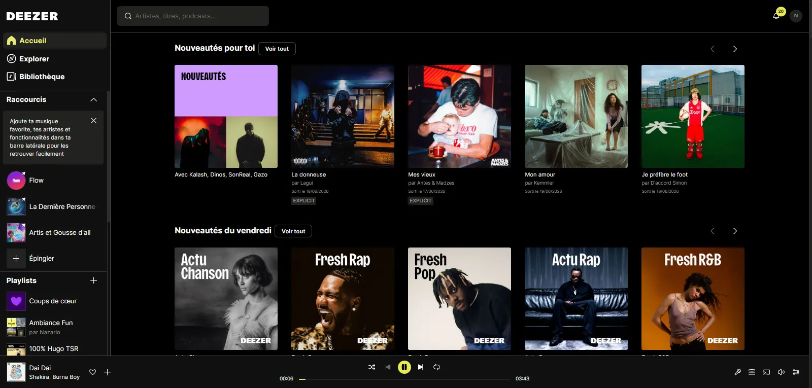 Capture d'écran de Deezer