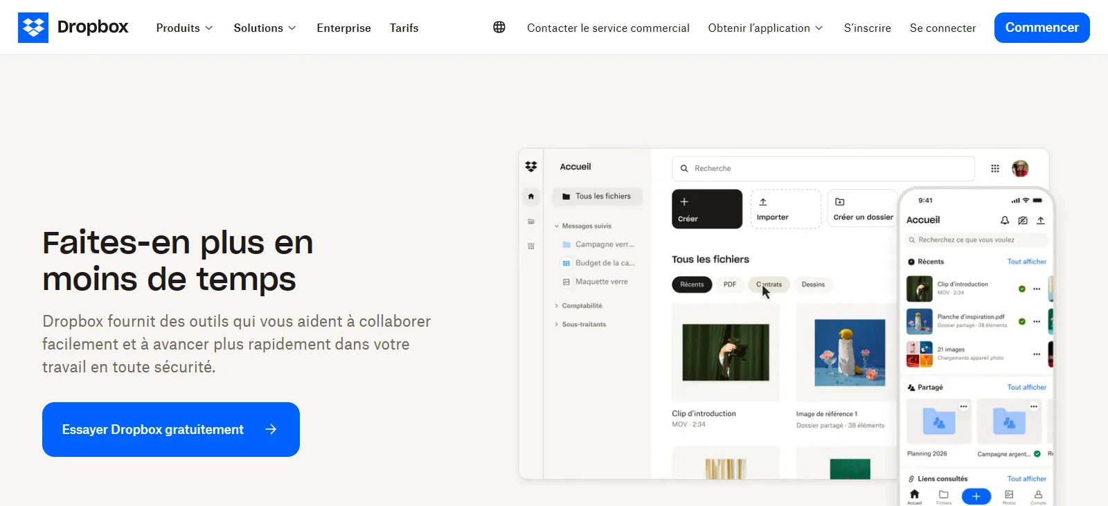 Capture d'écran de Dropbox