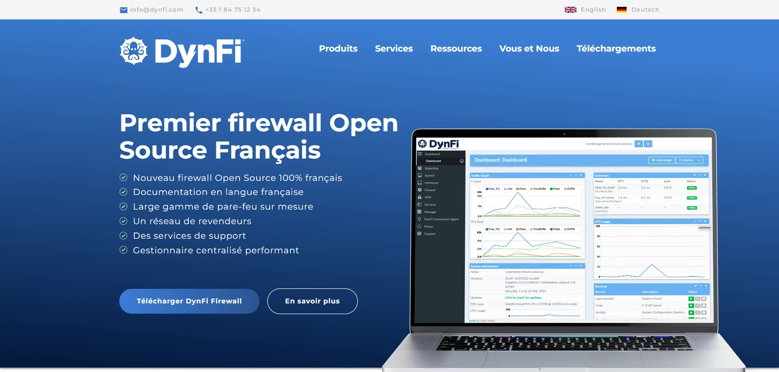 Capture d'écran de DynFi Firewall