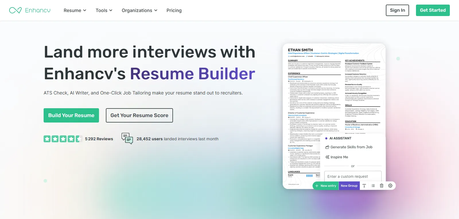 Enhancv - Créateur de CV design et optimisé ATS pour des candidatures.