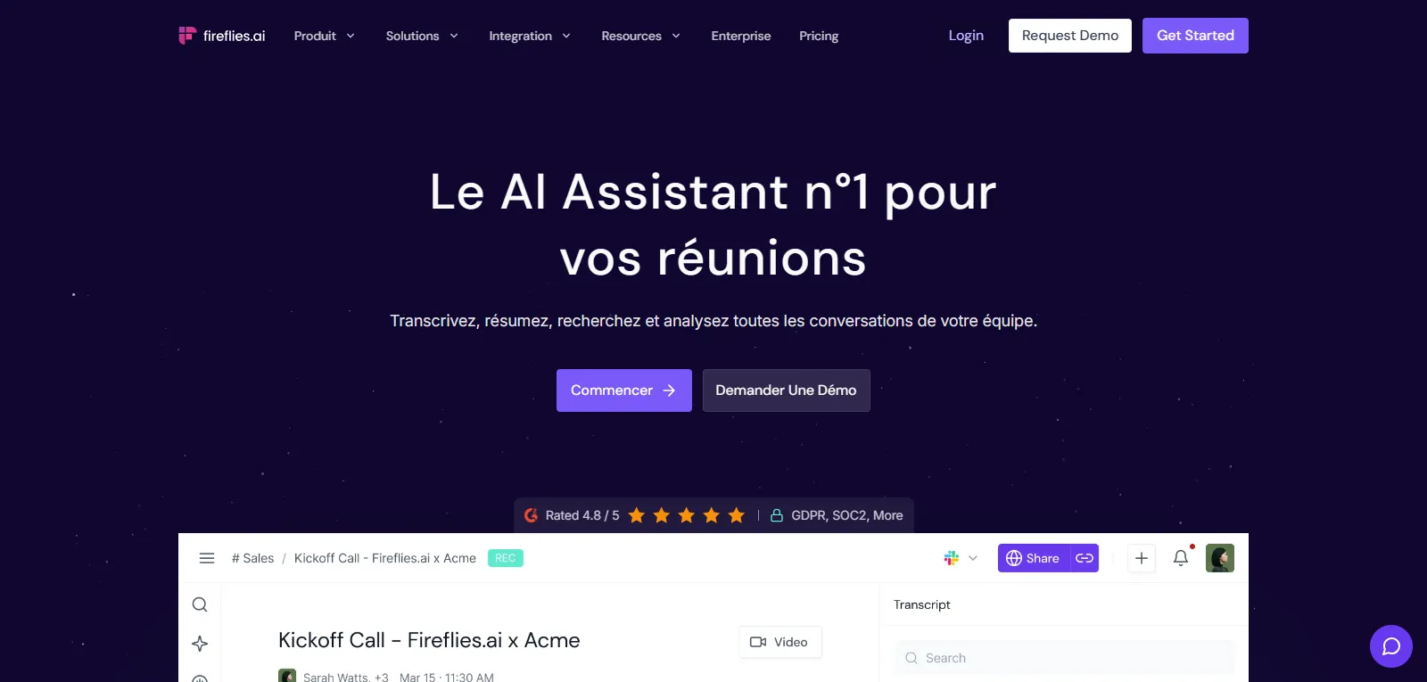 Capture d'écran de Fireflies.ai