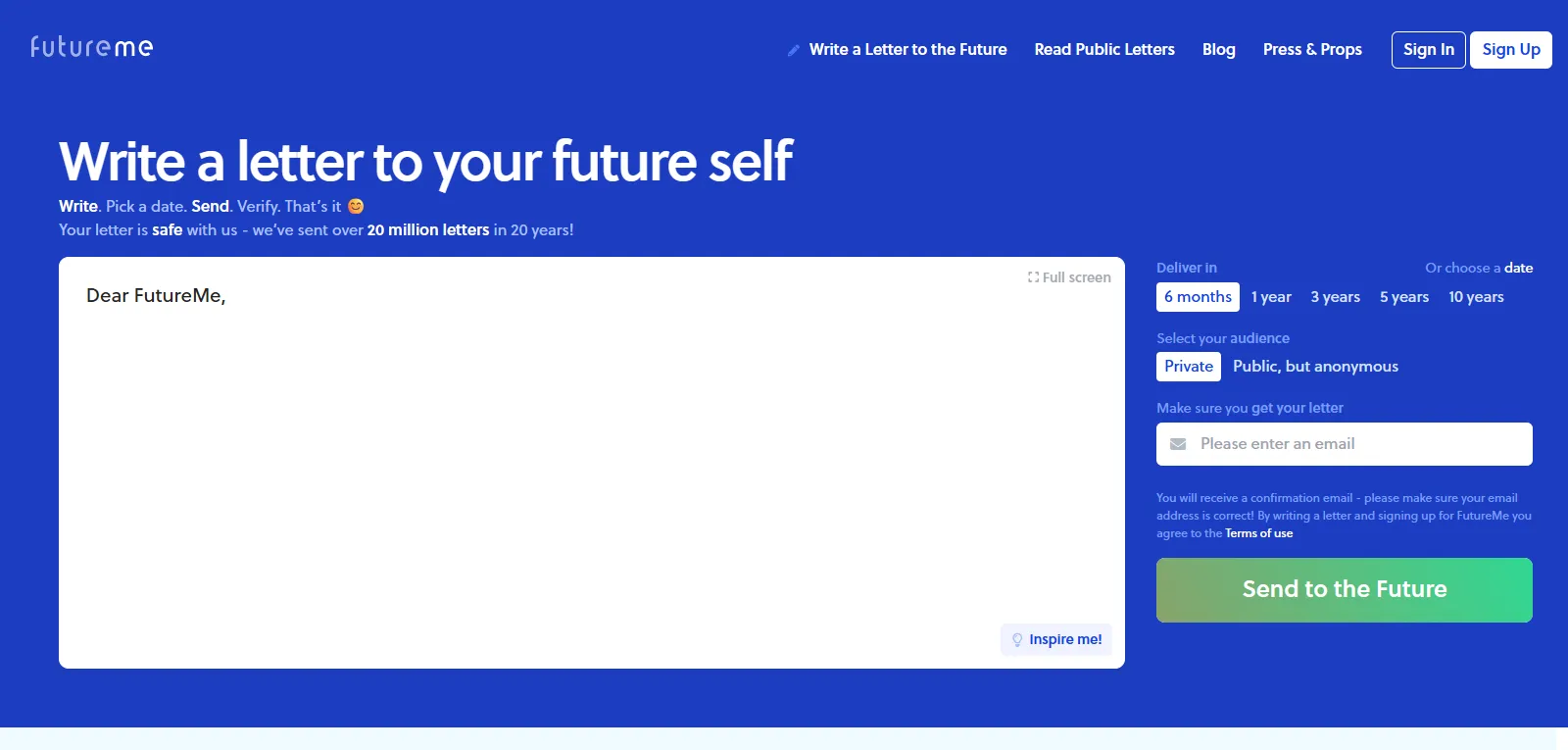 Capture d'écran de FutureMe