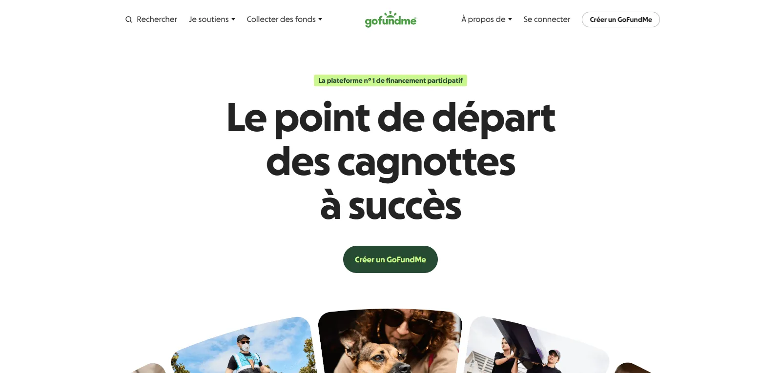 Interface de GoFundMe
