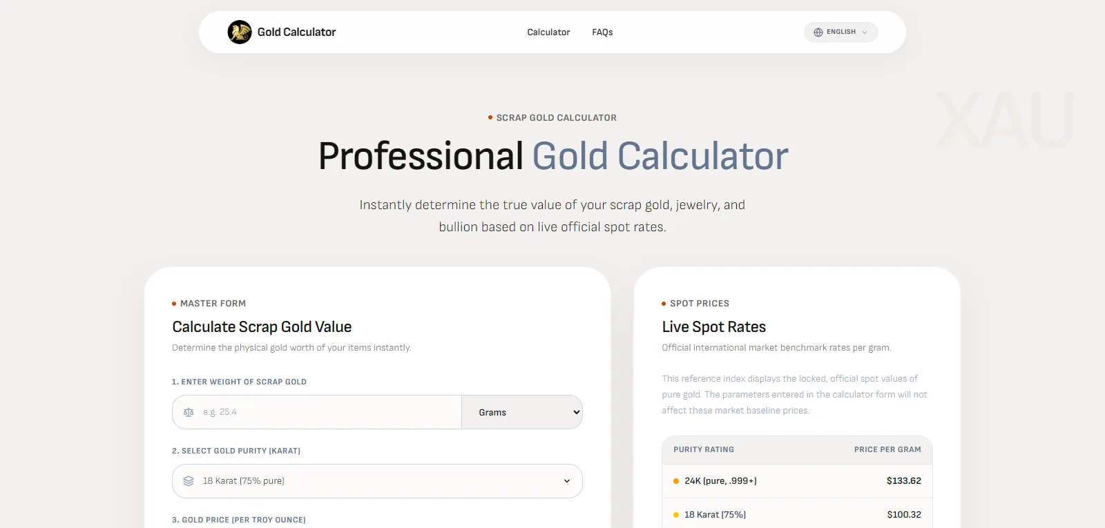 Capture d'écran de Gold Calculator