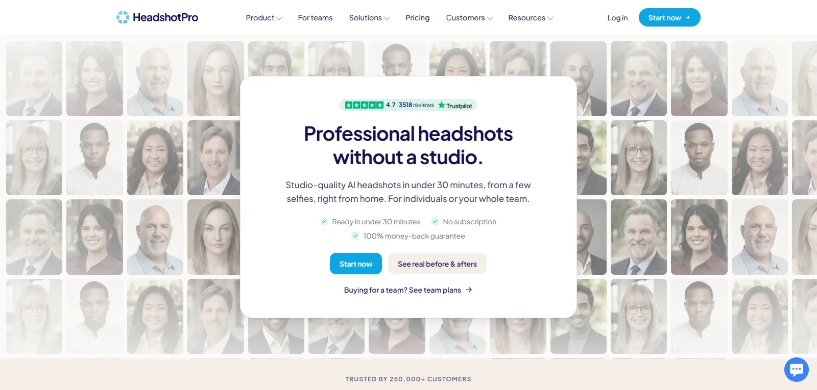 HeadshotPro, portraits d'équipe professionnels générés par IA