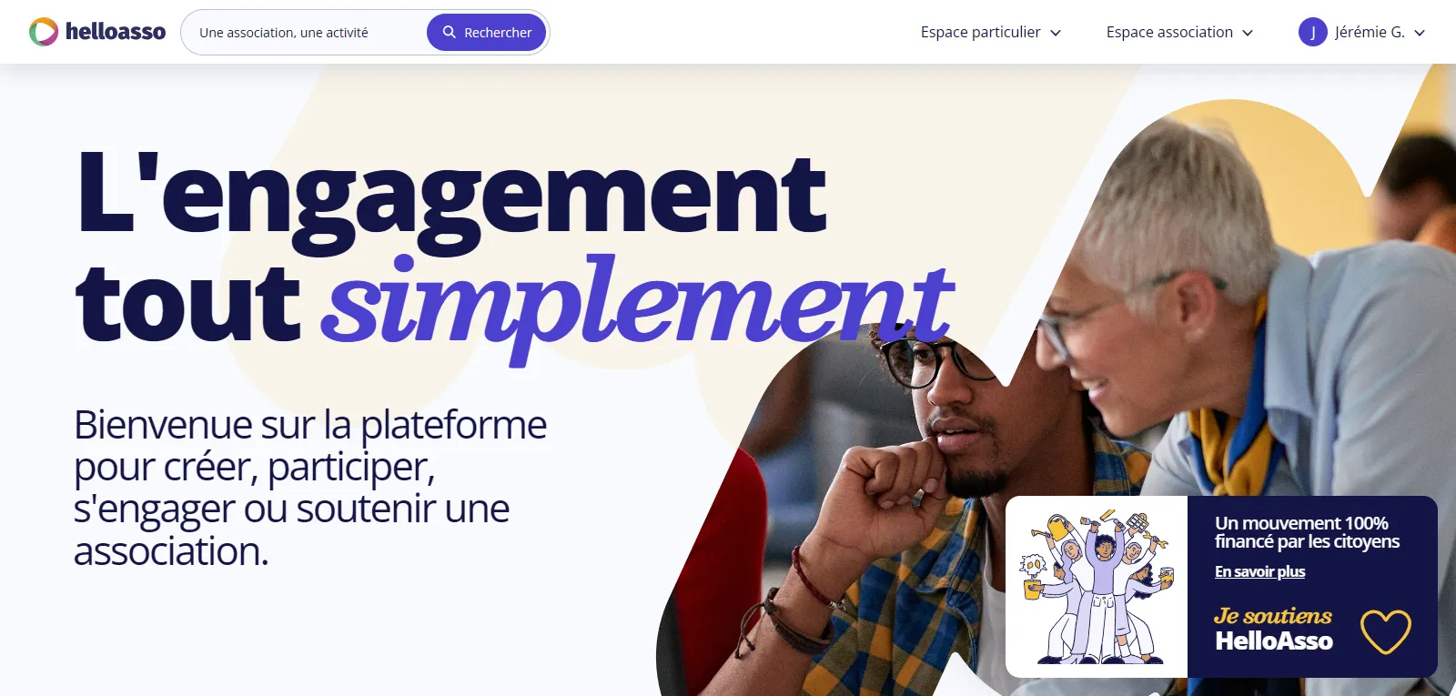Capture d'écran de HelloAsso