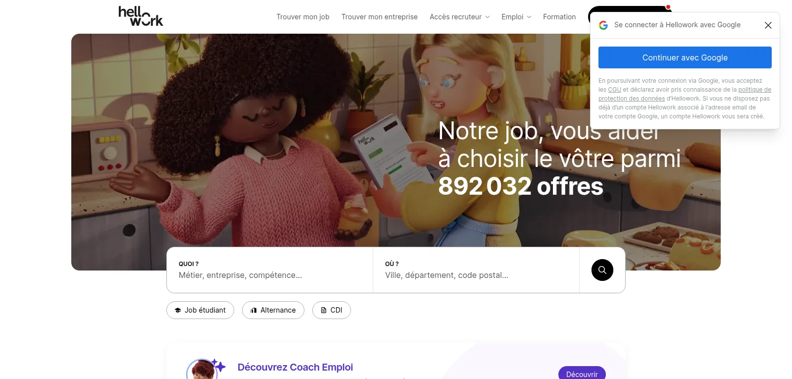 Capture d'écran de HelloWork