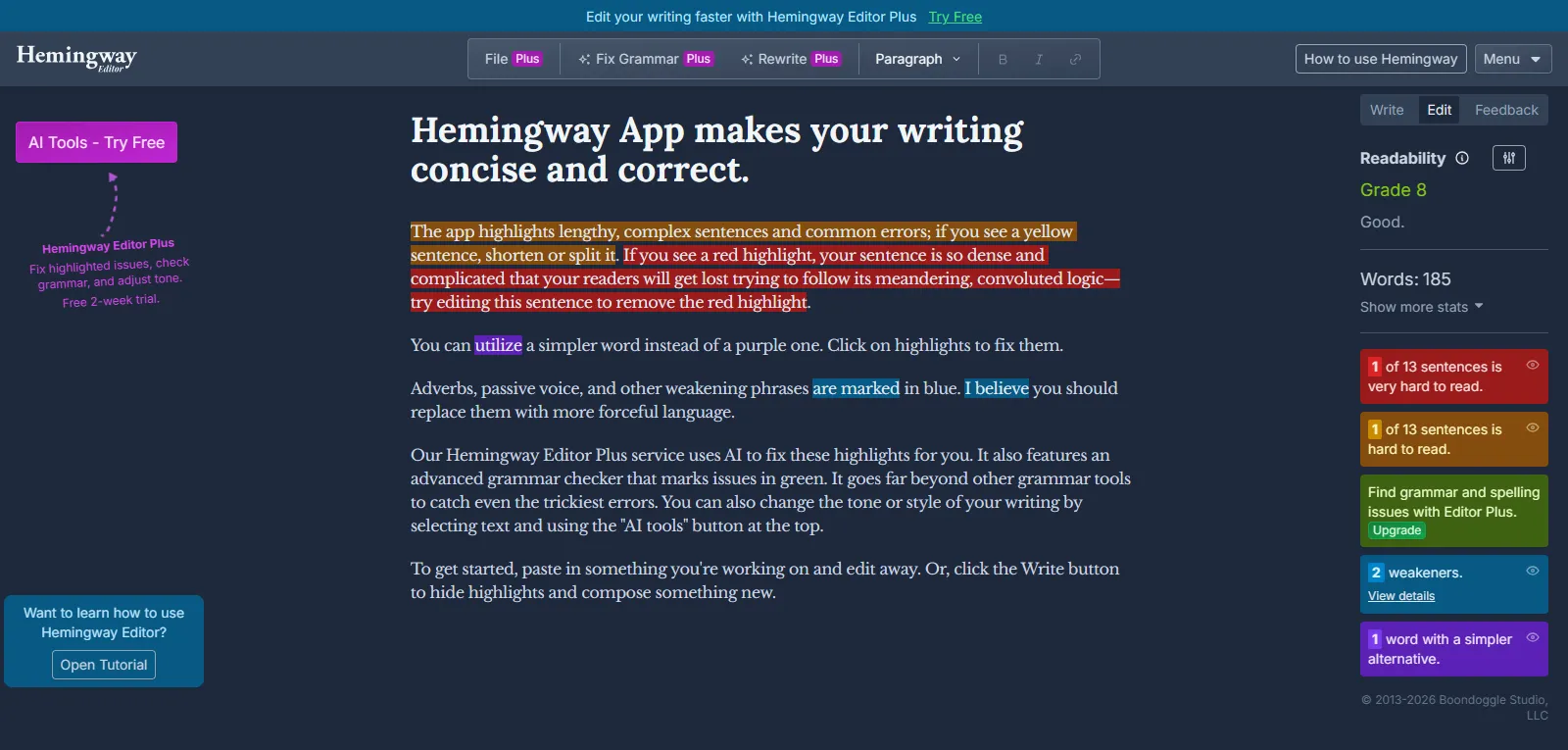 Capture d'écran de Hemingway Editor