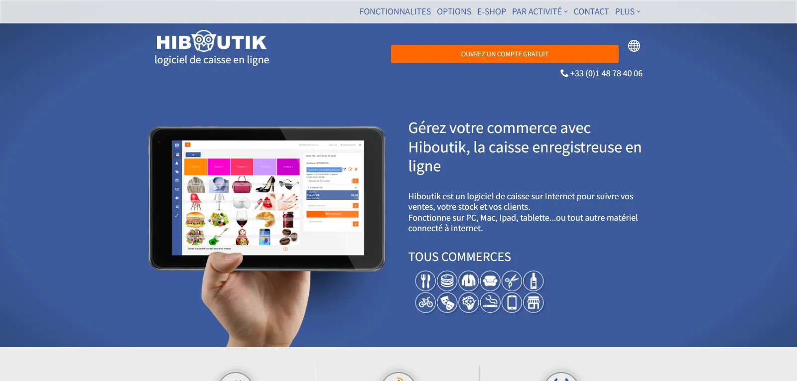 Capture d'écran de Hiboutik