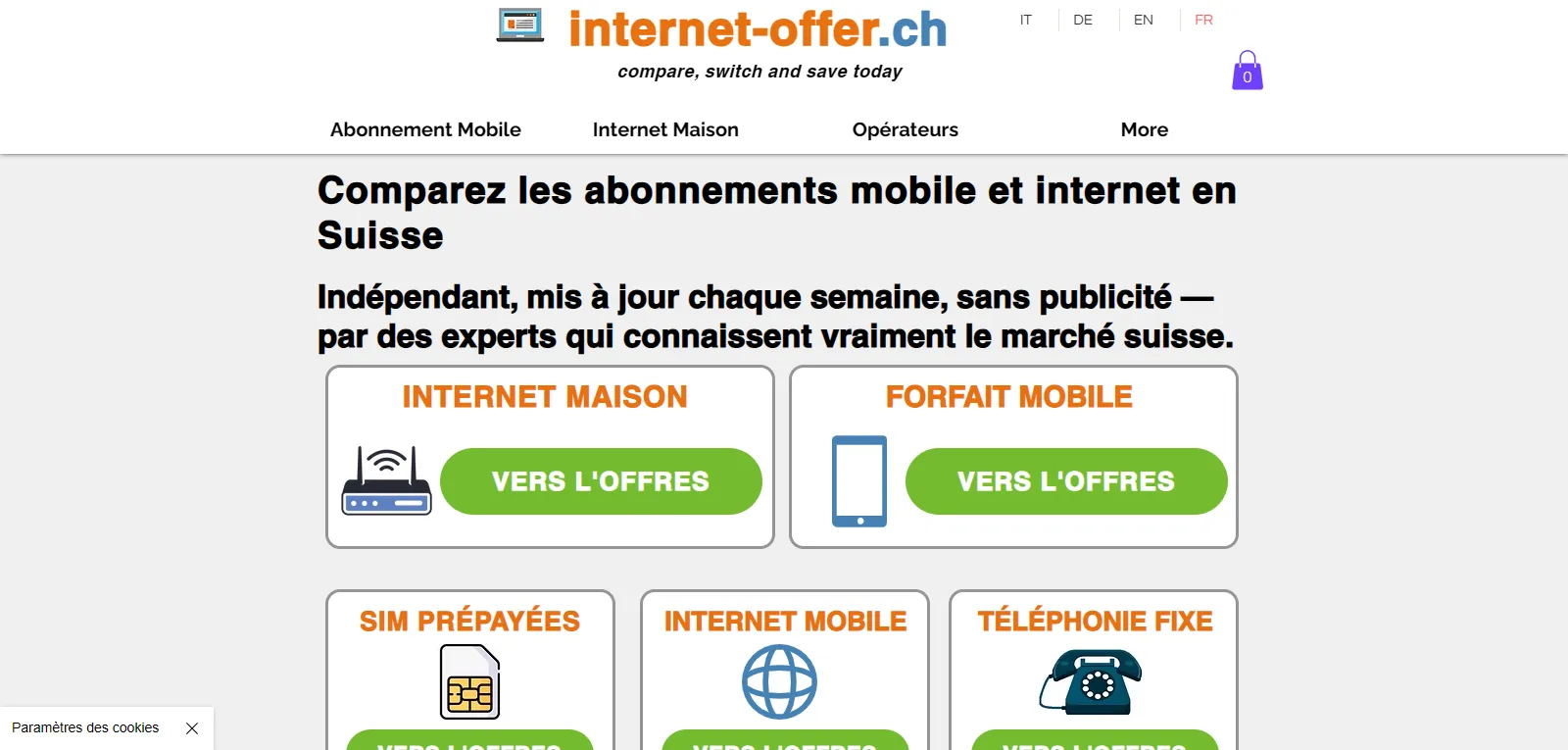 Capture d'écran de internet-offer-ch