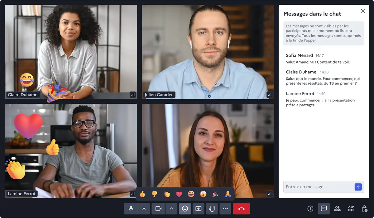 Capture d'écran de LaSuite Visio, alternative à Teams ou Zoom