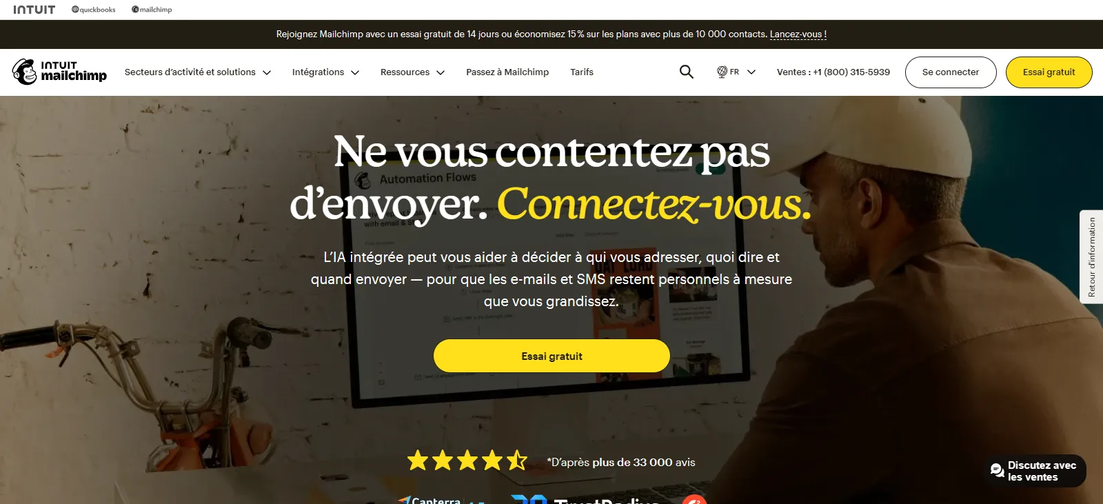 Capture d'écran de Mailchimp