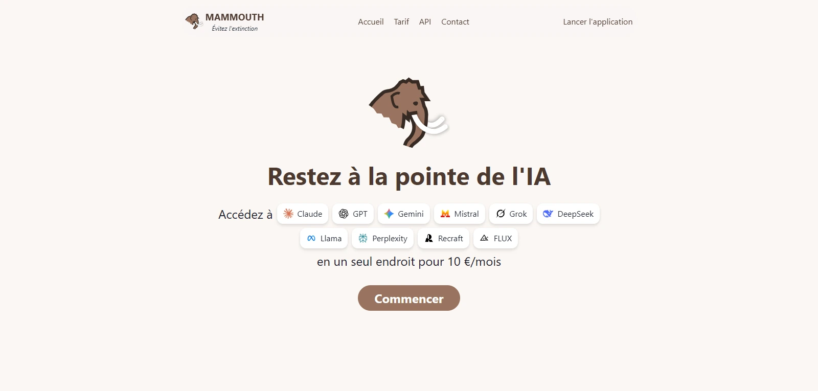 Screenshot de Mammouth.ai