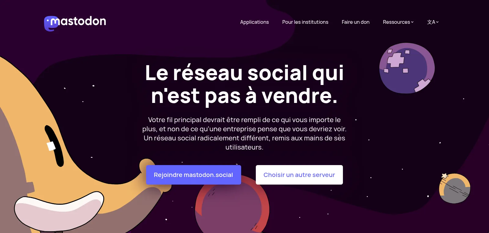 Capture d'écran de Mastodon