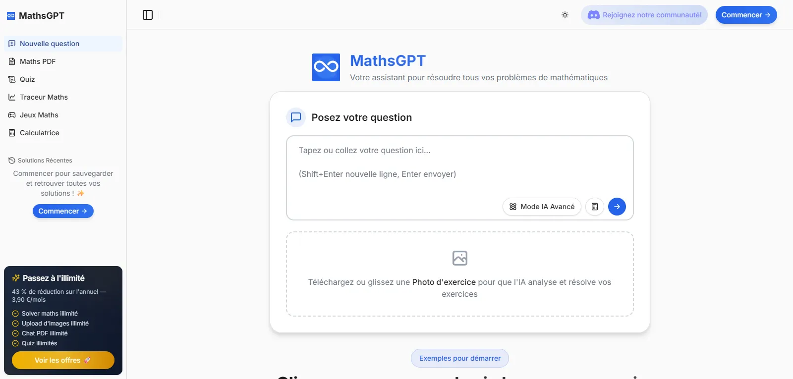 Capture d'écran de MathsGPT