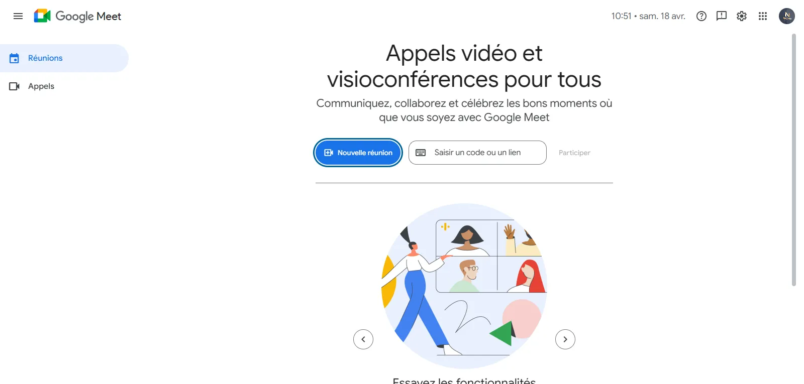 Capture d'écran de Google Meet