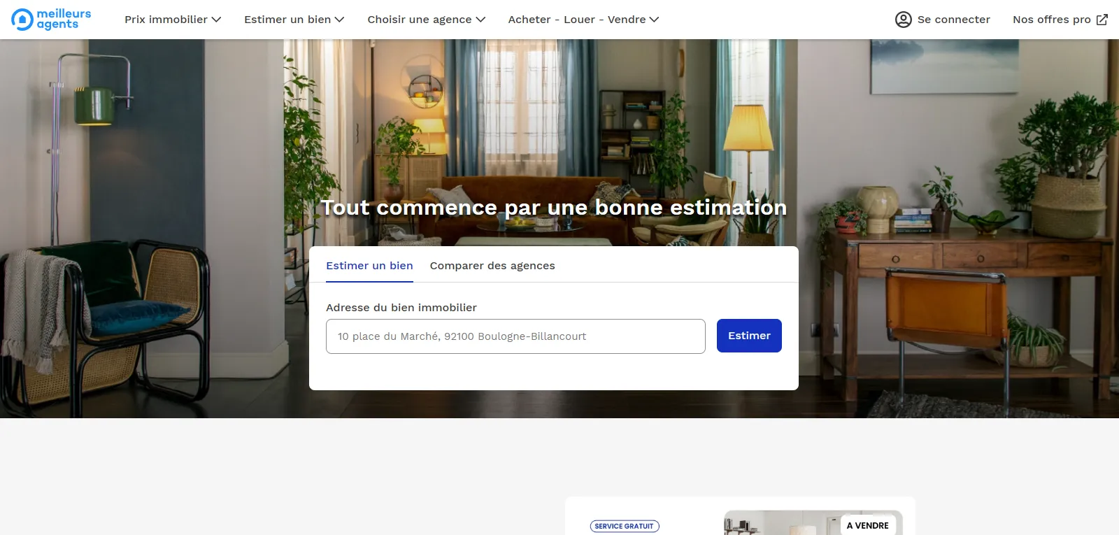 Capture d'écran de MeilleursAgents