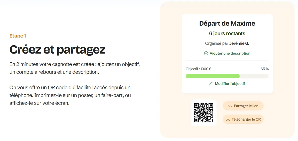 Créer une cagnotte en ligne avec Memorable
