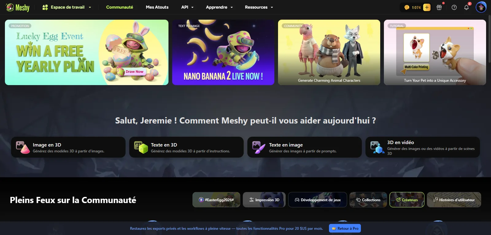 Capture d'écran de Meshy