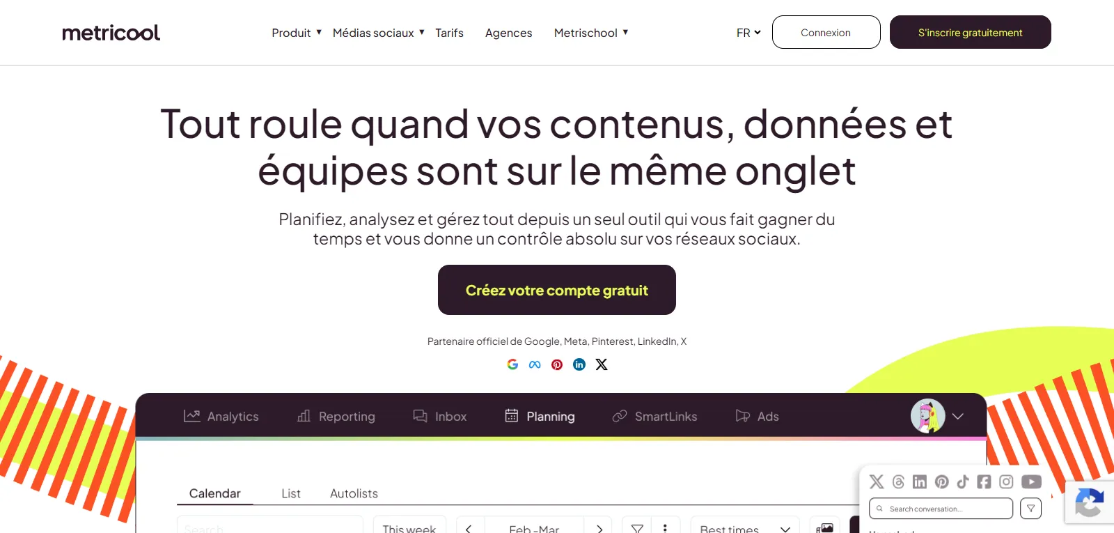 Capture d'écran de Metricool
