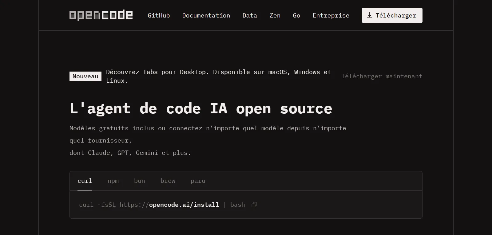 Capture d'écran de OpenCode