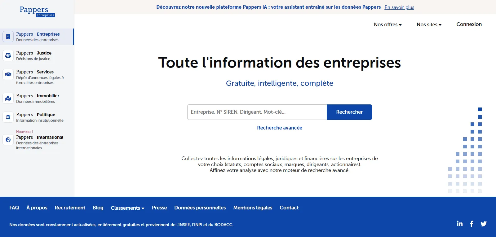 Capture d'écran de Pappers