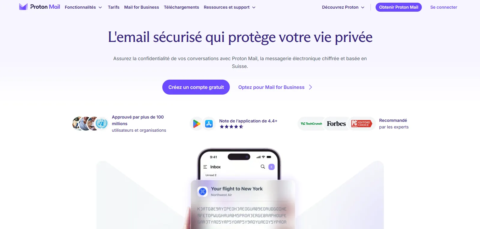 Capture d'écran de Proton Mail