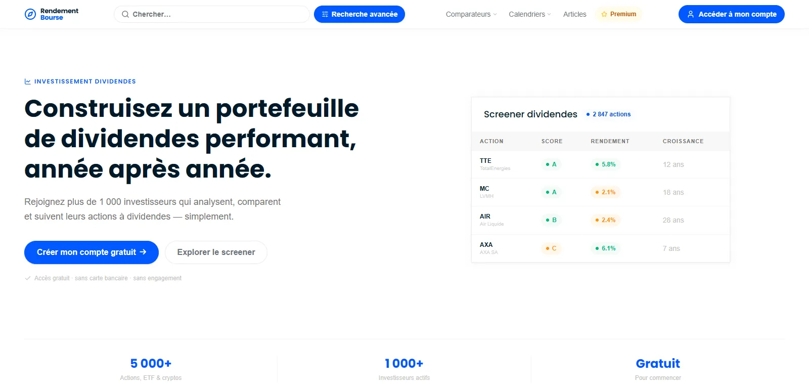 Capture d'écran de Rendement Bourse