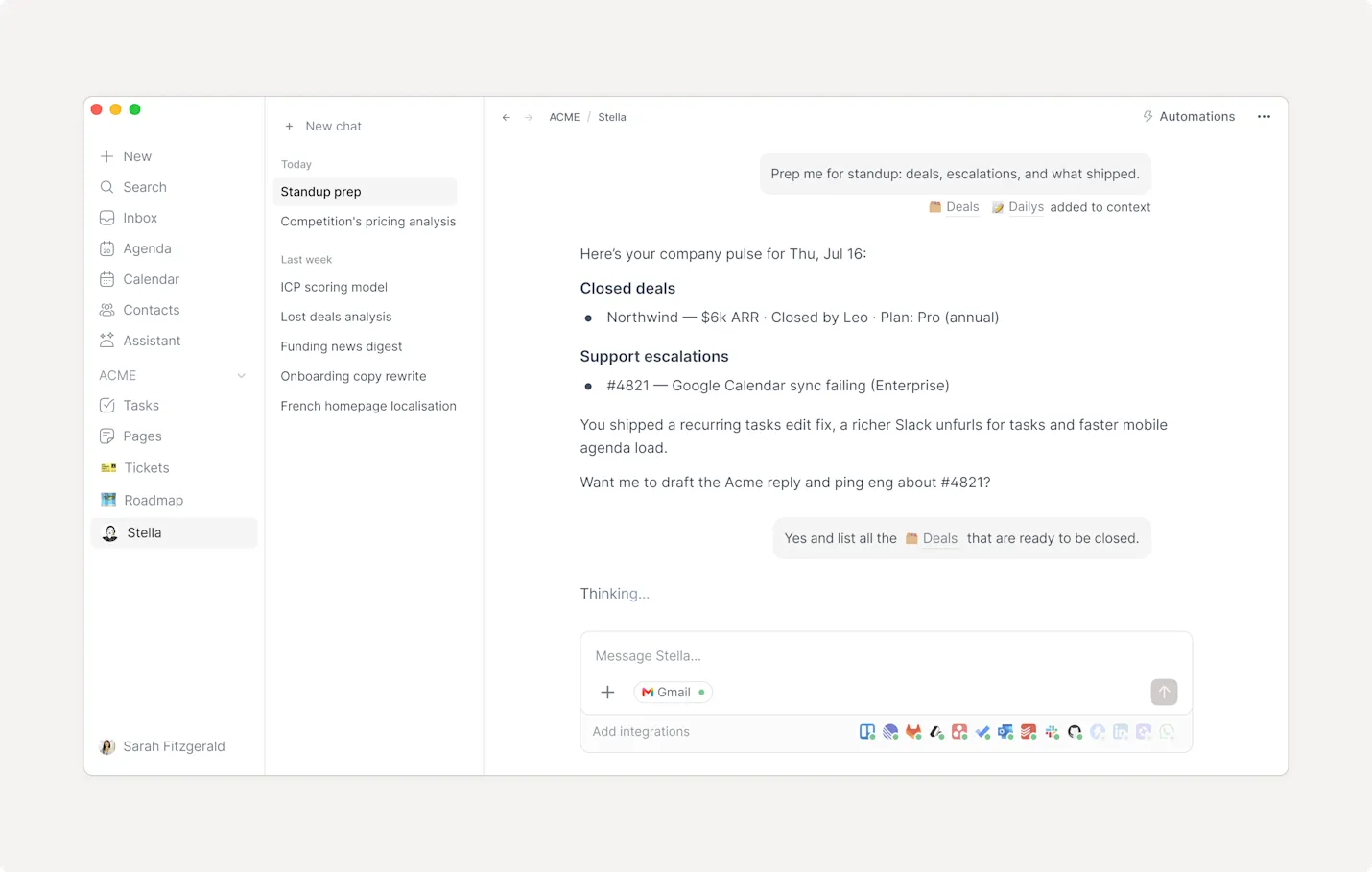 Routine, espace de travail unifié pour les tâches, le calendrier et les notes