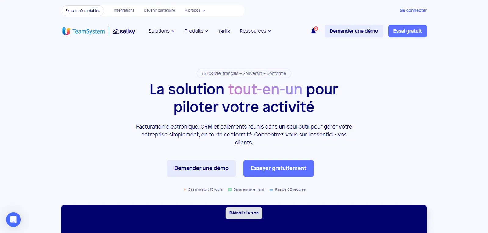 Capture d'écran de Sellsy
