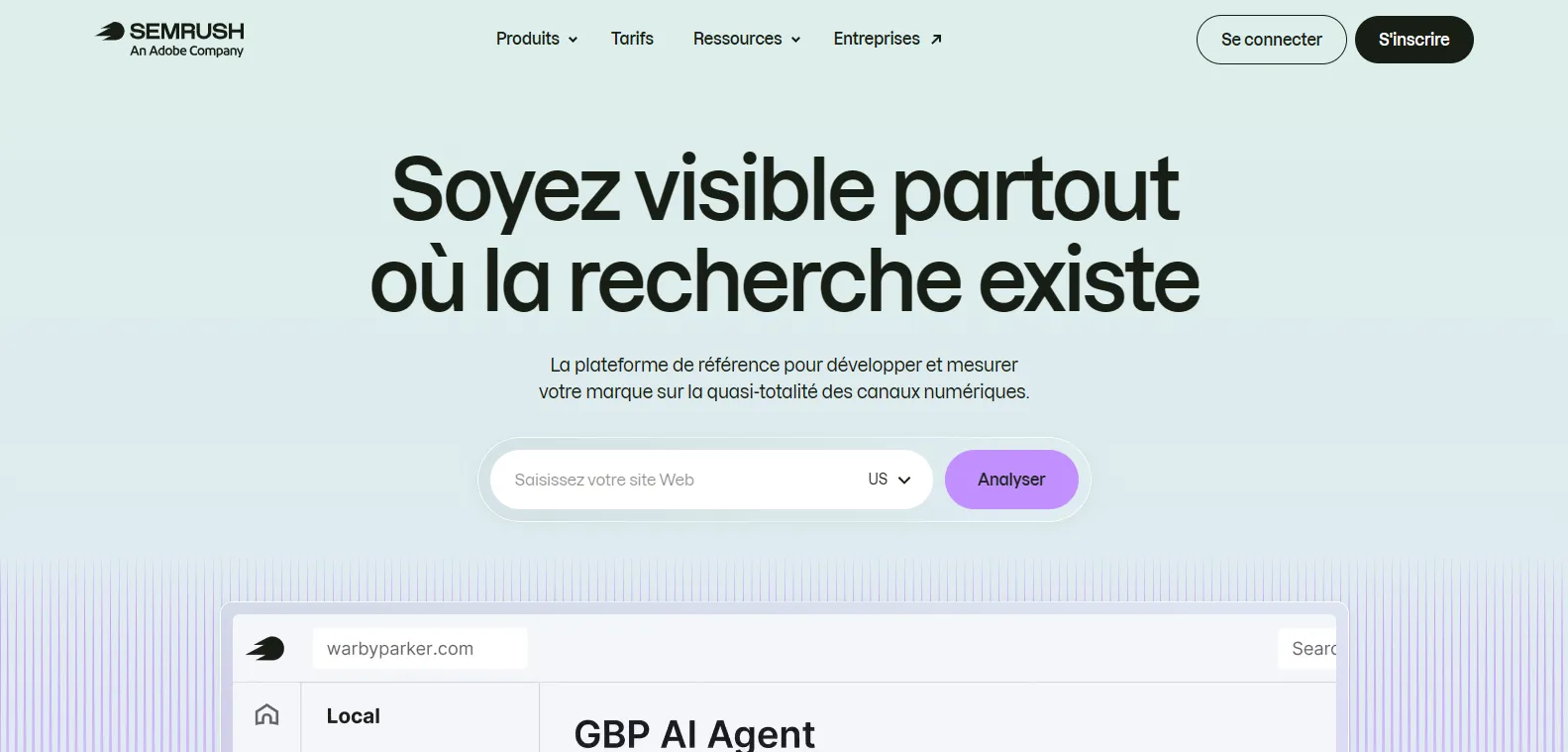 Capture d'écran de Semrush