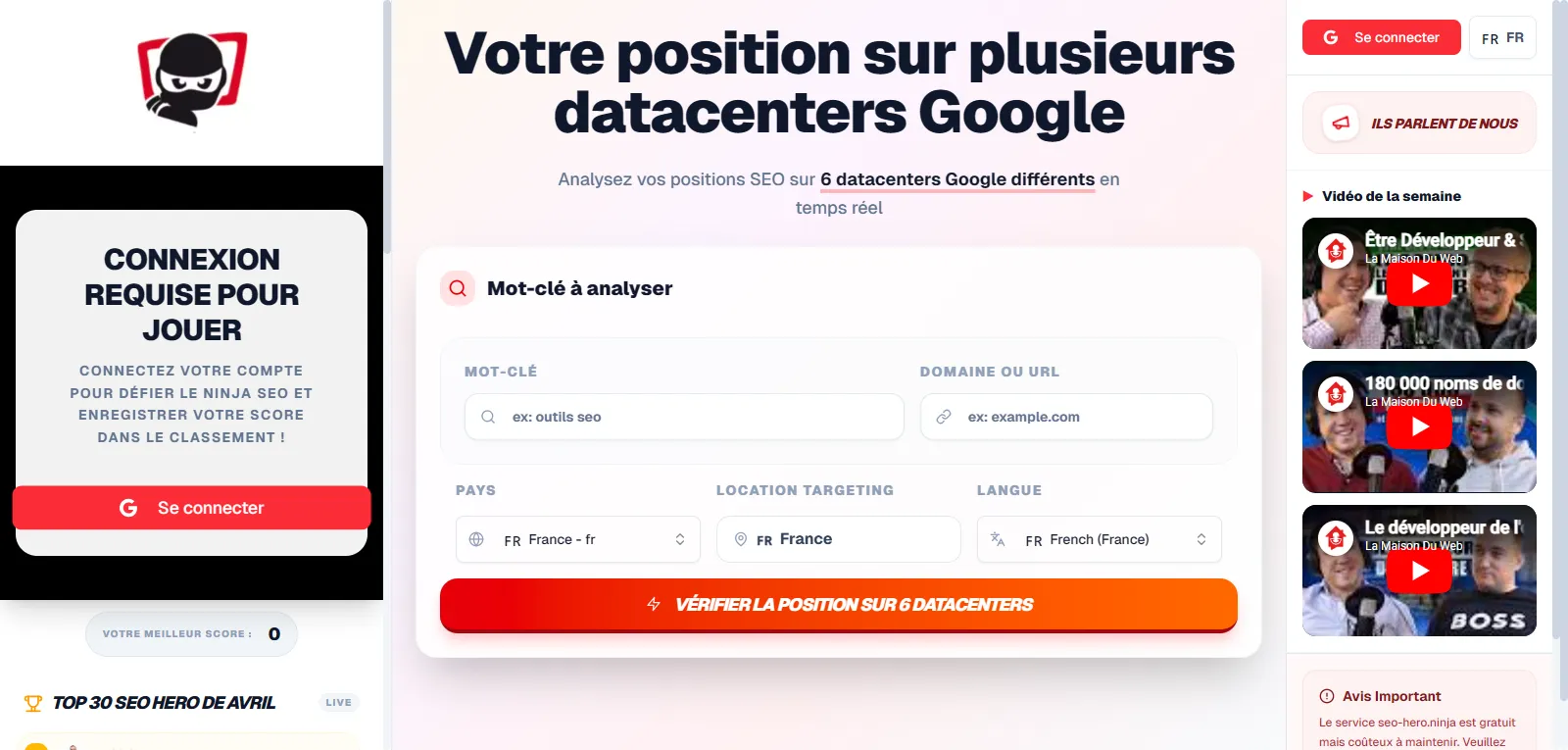 Capture d'écran de SEO Hero