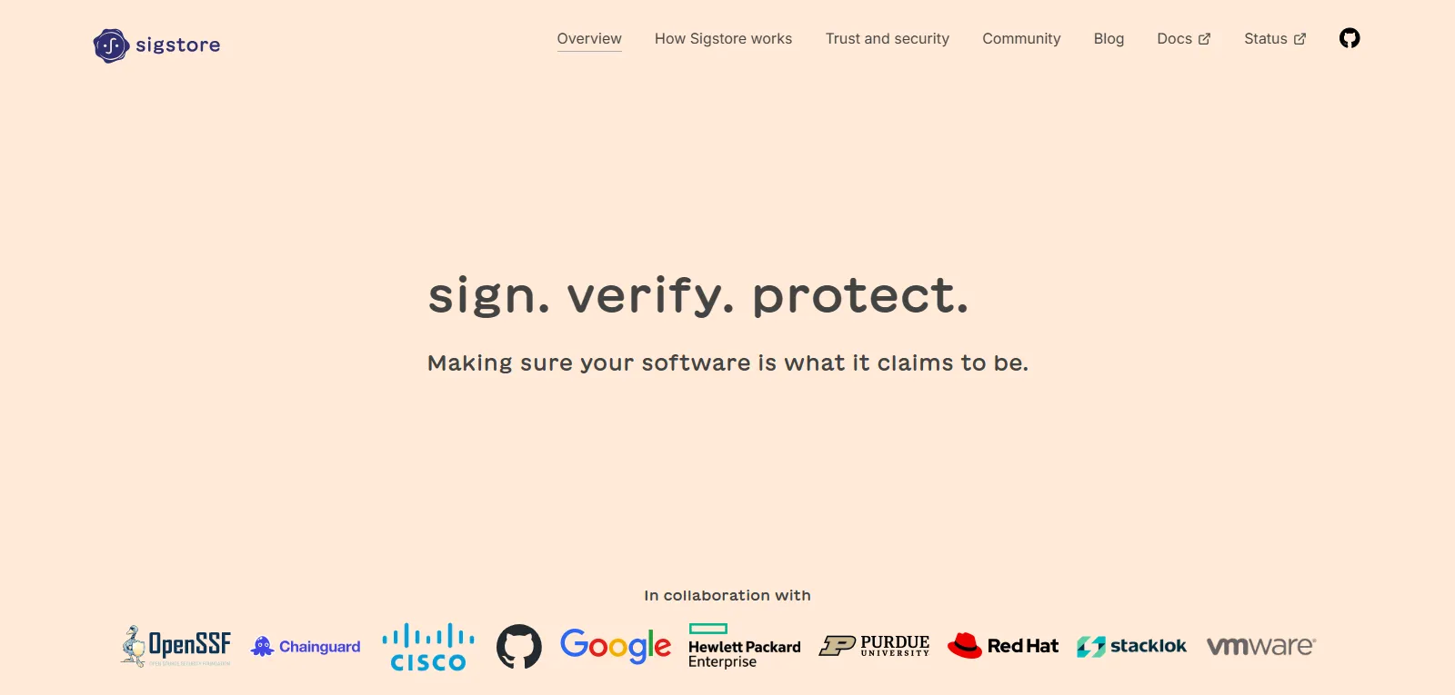 Capture d'écran de Sigstore 