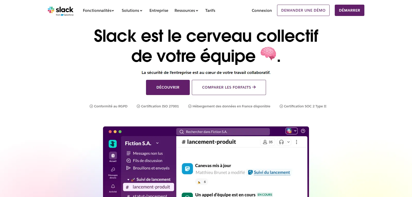Capture d'écran de Slack