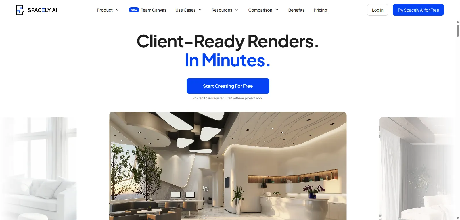 Spacely AI conversion croquis en rendu photoréaliste
