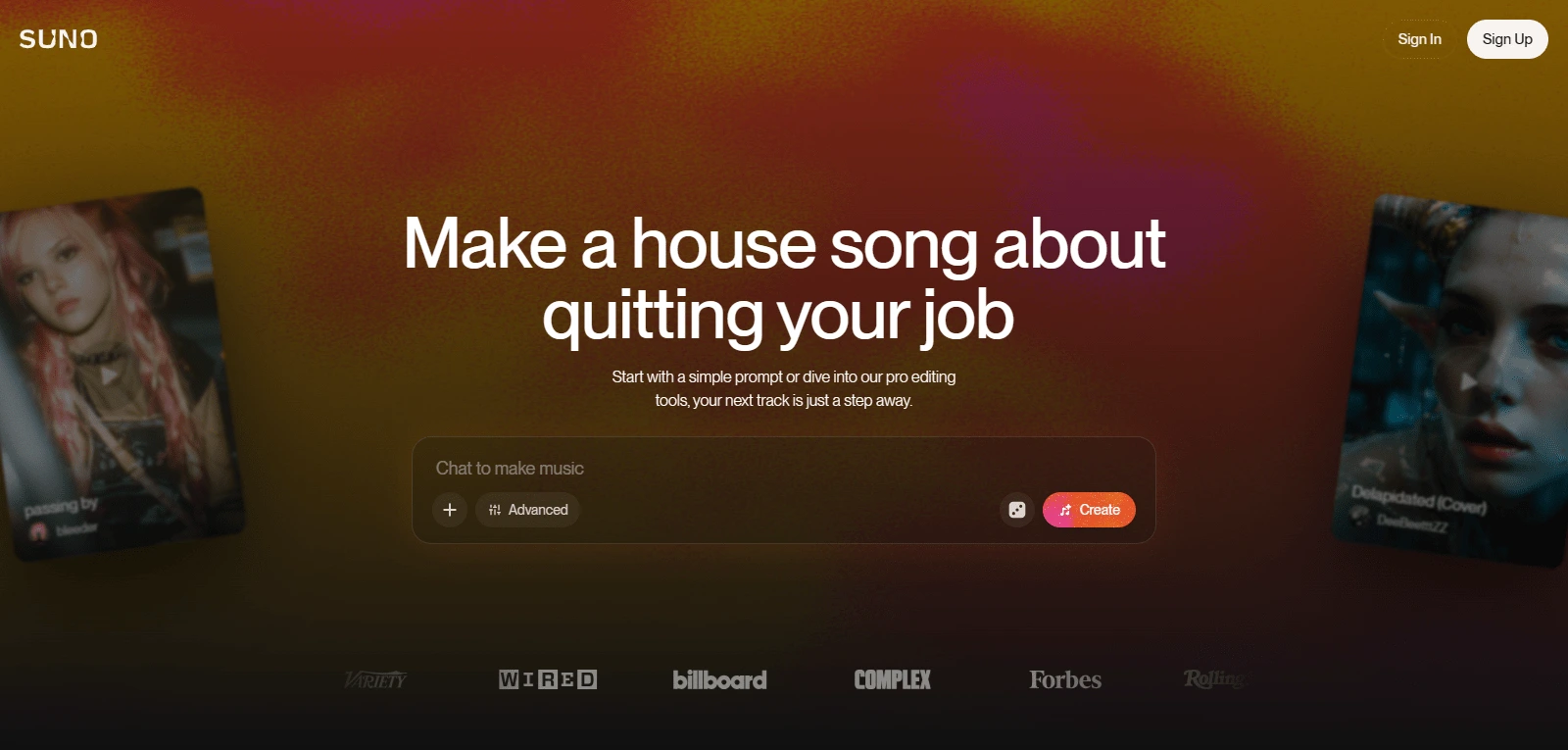 Screenshot de Suno