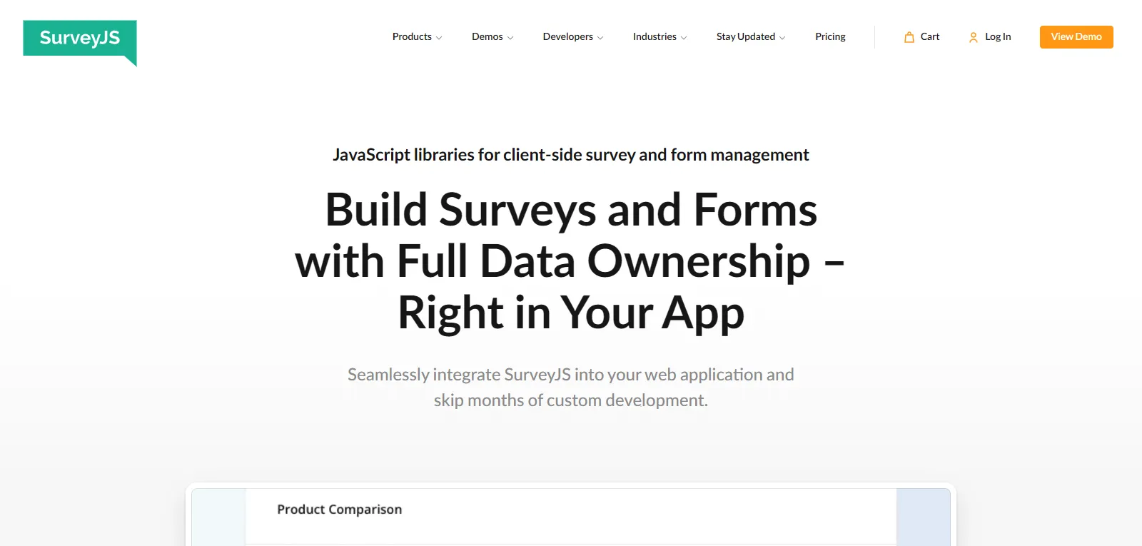 Capture d'écran de SurveyJS