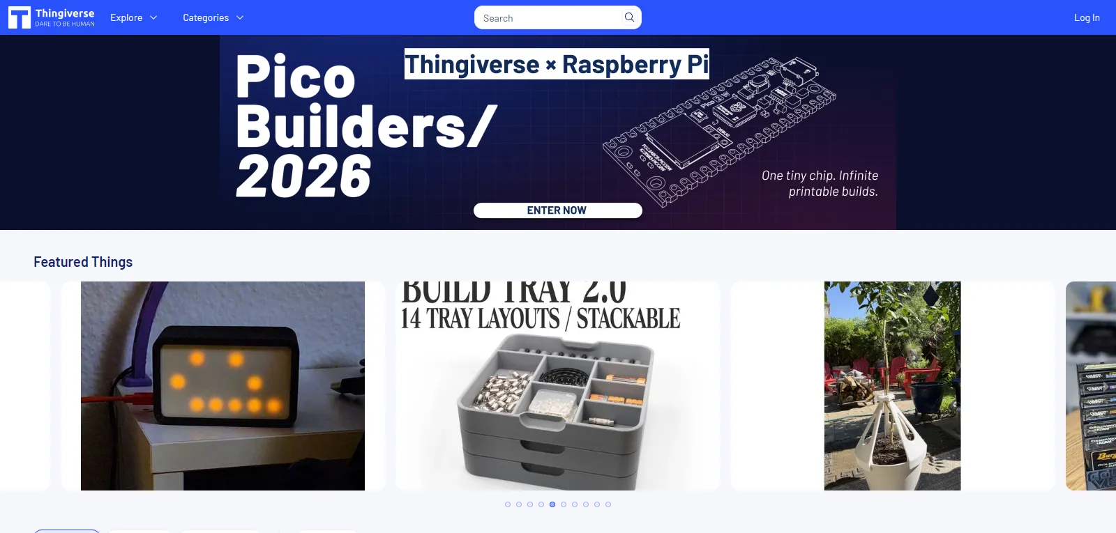 Capture d'écran de Thingiverse