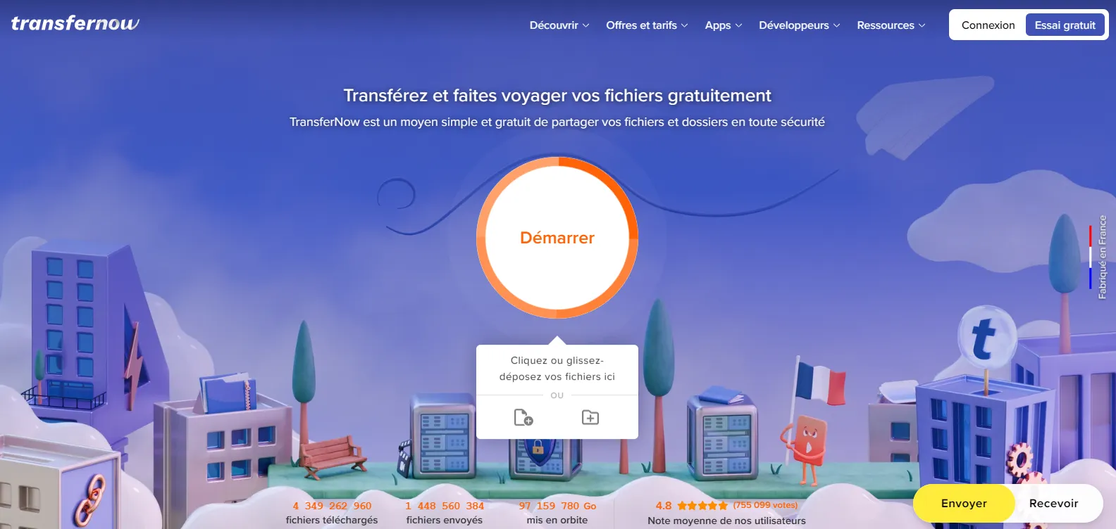 Capture d'écran de TransferNow