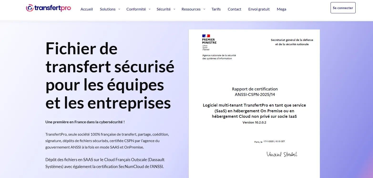 Capture d'écran de TransfertPro