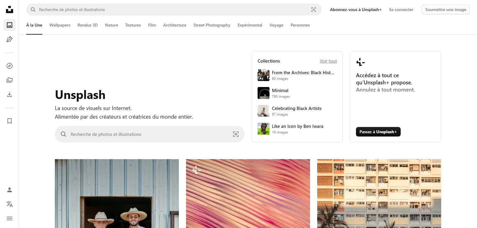 Capture d'écran de Unsplash