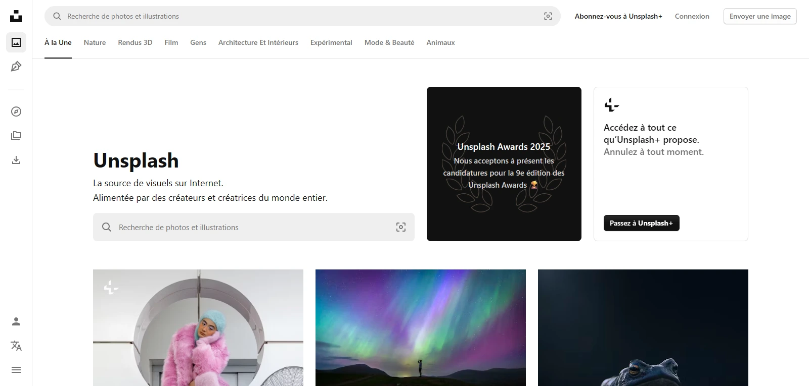 Screenshot de Unsplash